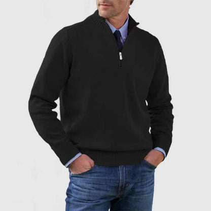 🔥👔【M-5XL】Sudadera de punto con cremallera y cuello alto para hombre, tallas grandes - Color liso, sencilla y versátil para el uso diario.