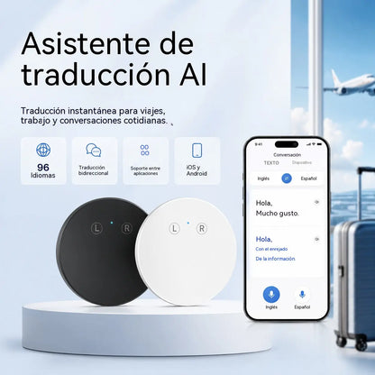 Dispositivo traductor de idiomas con IA– Traductor de voz bidireccional en tiempo real con compatibilidad con varios idiomas