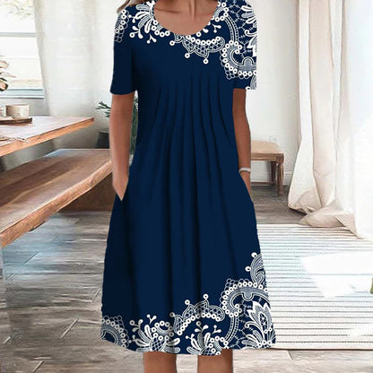 💗【S-5XL】Modna midi haljina s cvjetnim printom, izuzetan cvjetni uzorak, ✅Bogat i elegantan temperament, ✅Pogodna za dnevnu i party odjeću