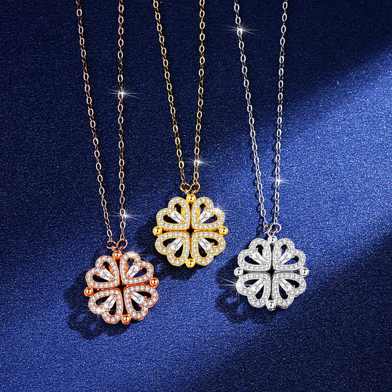 ✨Novo🔥 Elegantna ogrlica s četverolisnicom u obliku srca i dijamantnim detaljima. ❤️ Nosite je i neka vas sreća prati 🍀
