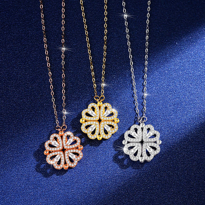 ✨Novo🔥 Elegantna ogrlica s četverolisnicom u obliku srca i dijamantnim detaljima. ❤️ Nosite je i neka vas sreća prati 🍀