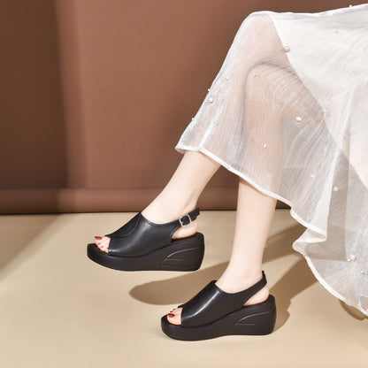 🔥👡【Reducere pe timp limitat】【35-40】 Sandale din piele naturală pentru femei la modă 2025, cu talpă moale și talpă groasă