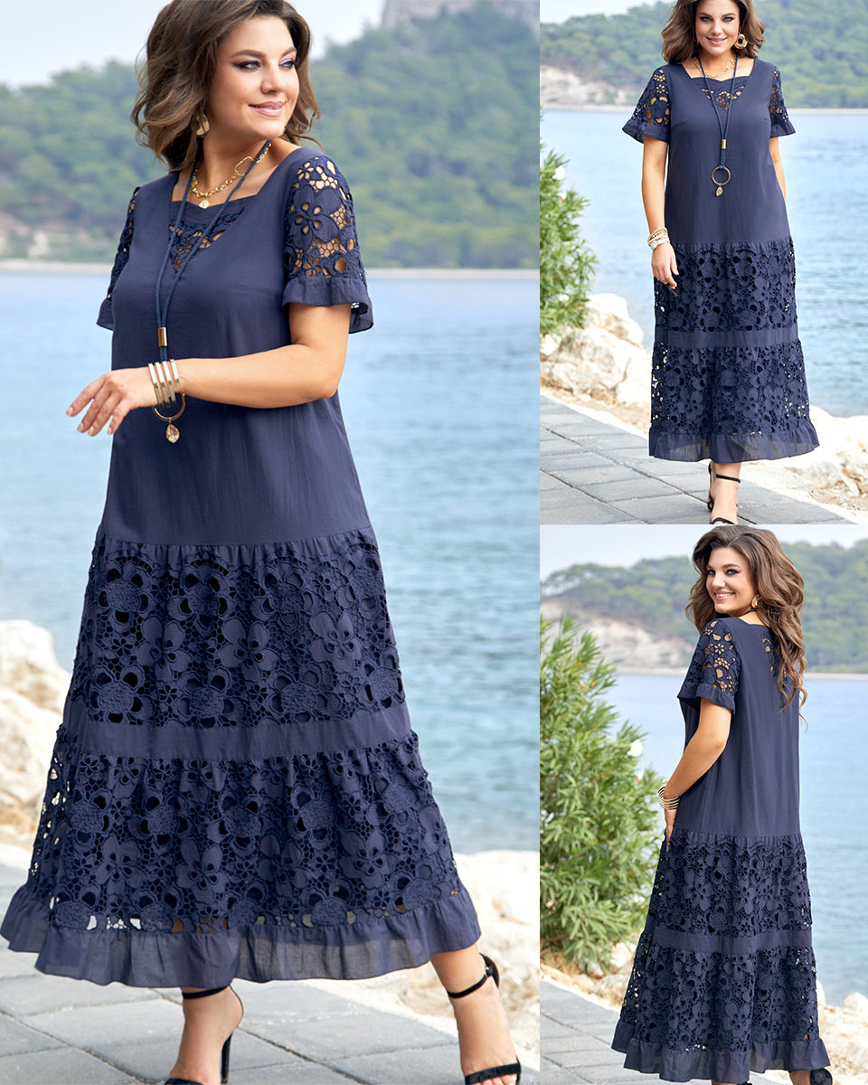 🔥💖【S-5XL】👗2026 nova modna haljina sa šupljim čipkastim uzorkom, udobna i prozračna, velika i labava
