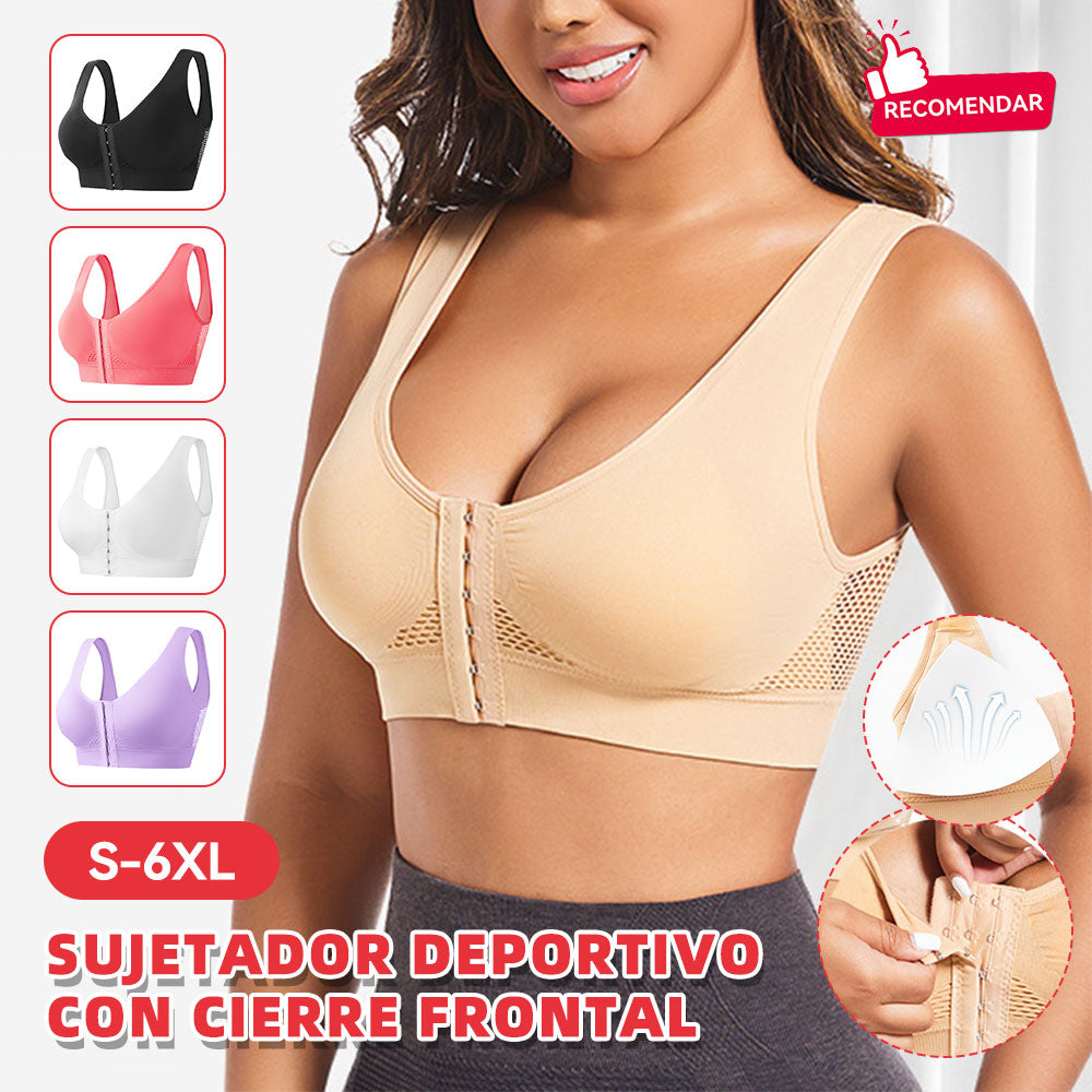 🧘‍♀️👙【3 osobe】【S-6XL】Sportski grudnjak s kopčanjem sprijeda, bez žice, push-up efektom i sportskim leđima