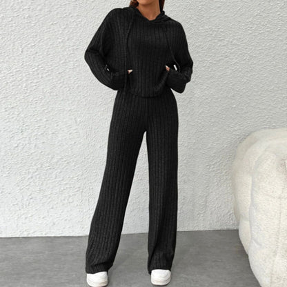 😍【Top + Hlače】Elegantni ženski pleteni dvodijelni set: Top + Hlače širokih nogavica