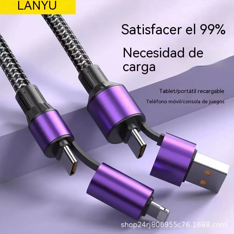 🔥3 artículos por 27 euros🔌(1+1.5+2 metros de largo) Cable 4 en 1 PD 240 W – Carga rápida USB‑C, Lightning y USB‑A,  sincronización de datos ⚡📱