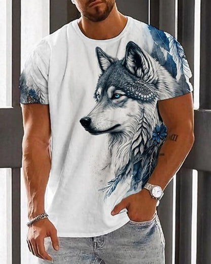 💥👕【2XS-6XL】🌹🏆Ljetni novi proizvod 2026. - Muška majica kratkih rukava s printom vukova - Pamuk ugodan za kožu, mekan i prozračan