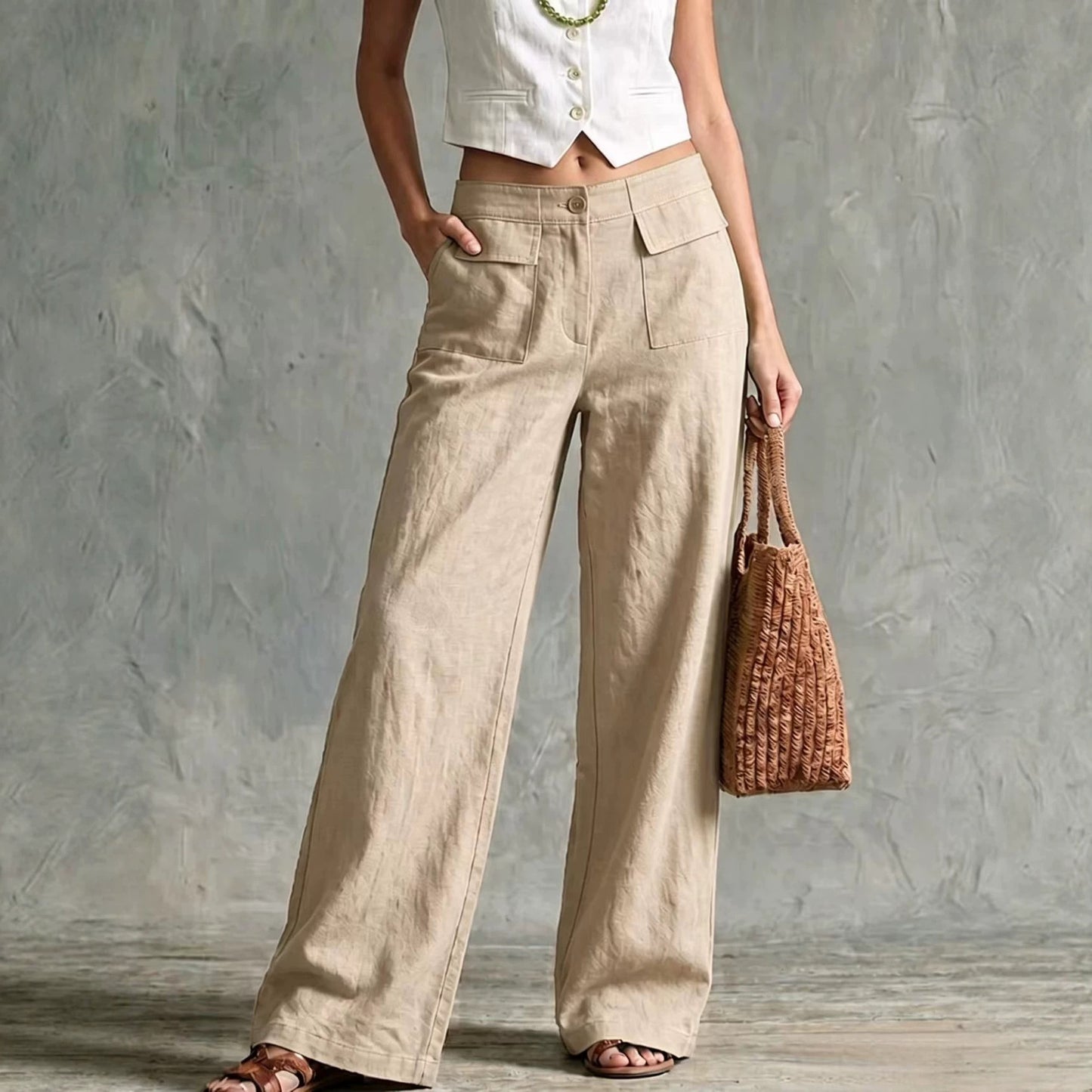 【S-3XL】Pantalones holgados de algodón y lino para mujer, estilo casual 👖✨