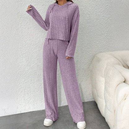 😍【Top + Hlače】Elegantni ženski pleteni dvodijelni set: Top + Hlače širokih nogavica
