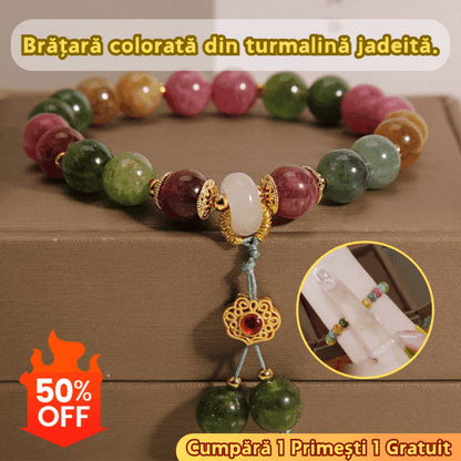 🌸【Cutie cadou rafinată】🎁✨Bratara Turmalina Colorata Naturala -- 4074769