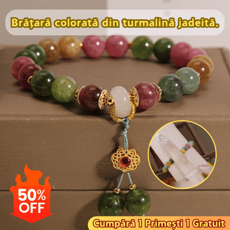 🌸【Cutie cadou rafinată】🎁✨Bratara Turmalina Colorata Naturala -- 4074769