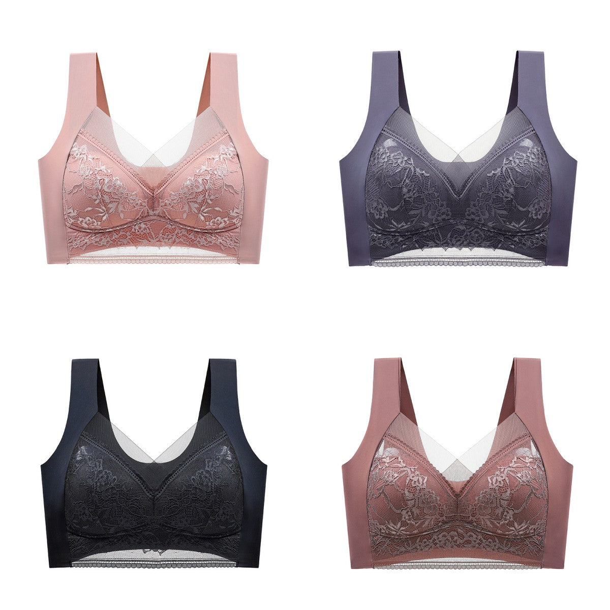 👙✨【Set od 4 dijela】Udoban ženski grudnjak bez šavova izrađen od elegantne čipke