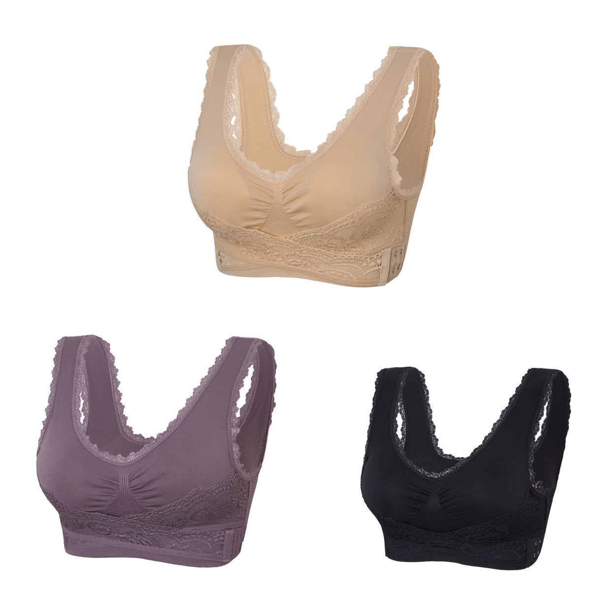 👙【49% ZNIŻKI】🔥Oferta specjalna (3/6 sztuk) wygodny koronkowy biustonosz z guzikami z przodu