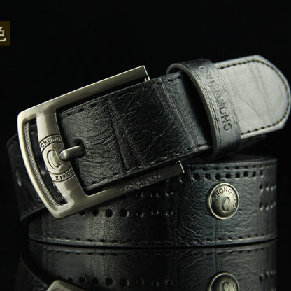 💫【Kúpte 1 a dostanete 1 zadarmo】Špičkový pánsky retro opasok, riflový opasok s prackou z pravej kože, jednoduchá a módna pracka, výberová jednovrstvová hovädzia koža, pevná a odolná