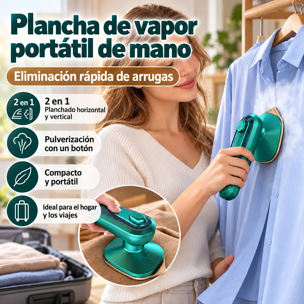 1 unidad por 29 euros💨 👕Plancha eléctrica portátil, vaporizador de ropa doméstico portátil