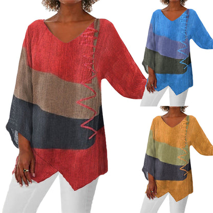 🍁【S~4XL】Ženska lanena bluza s V-izrezom i dugim rukavima – Nova kolekcija 2026 ✨