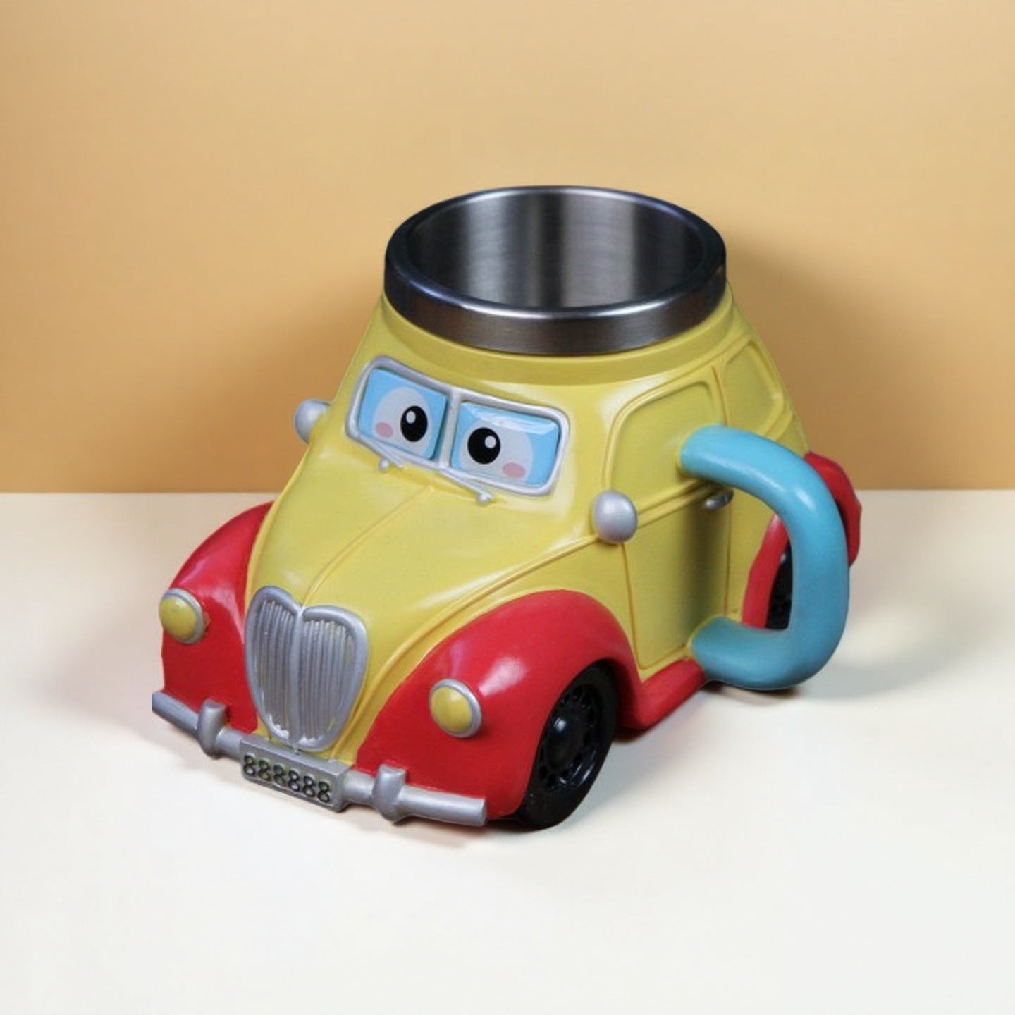 🏆✨【Ograniczona czasowo zniżka】Mechaniczny kubek do kawy ze stali nierdzewnej z wytłoczonym modelem samochodu w stylu retro