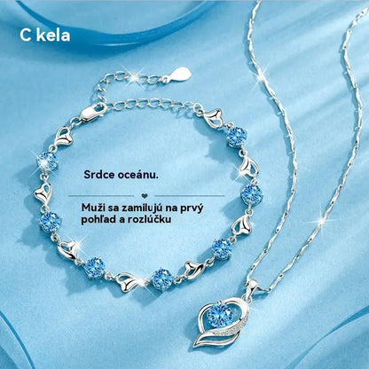 ✨✨【Kúpte 1, dostanete 1 zadarmo】💎💎Sada náramku a náhrdelníka zo striebra 925 Srdce oceánu