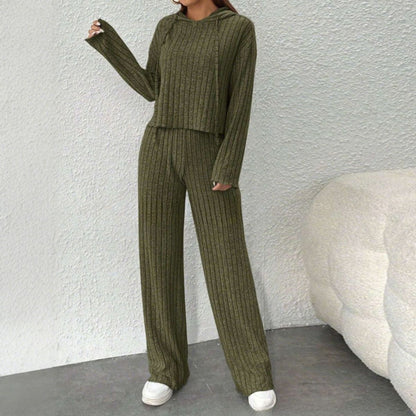 😍【Top + Hlače】Elegantni ženski pleteni dvodijelni set: Top + Hlače širokih nogavica