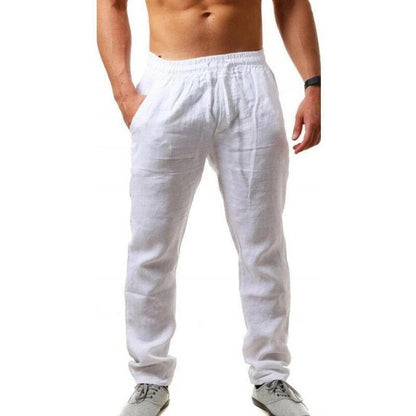 💥👖【S-4XL】 2025 nové letní pánské volné prodyšné neformální sportovní kalhoty z bavlny a lnu💨 --3919186