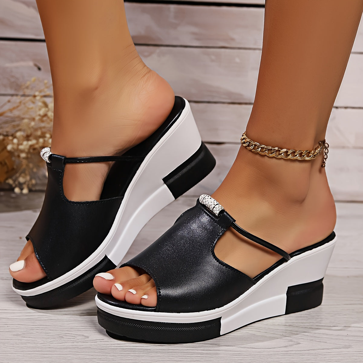 🔥👡【36-43】Sandale de damă din piele naturală, cu toc compensat, care îmbunătățesc înălțimea