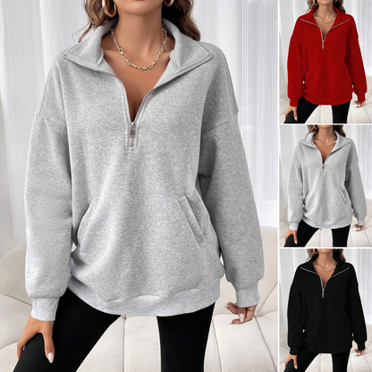 😍【Rabat -49%🔥🔥】Jesień i zima, nowy, modny, jednokolorowy, swobodny sweter z zamkiem błyskawicznym i klapami