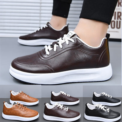 👨👞【39-44】Męskie wodoodporne skórzane trampki z miękką podeszwą -4089526