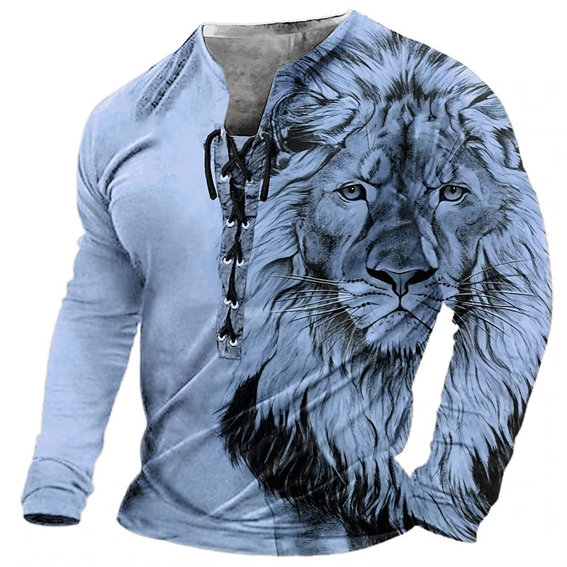 💥【S-4XL】Muška ležerna majica dugih rukava s 3D printom lavova