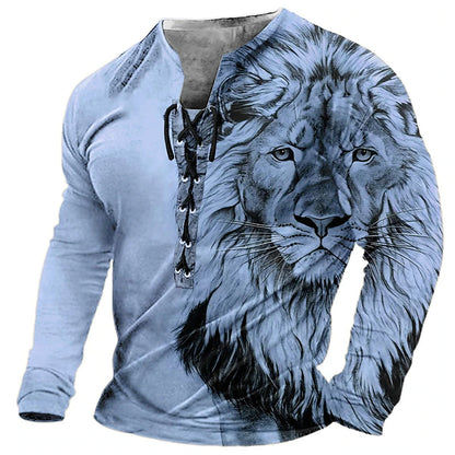 💥【S-4XL】Muška ležerna majica dugih rukava s 3D printom lavova