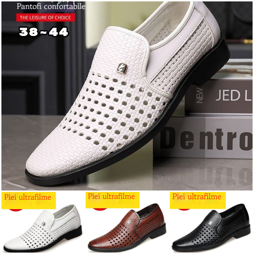 [38-44] Sandalias casuales transpirables de cuero genuino perforado para hombre, ideales para el verano, con suela suave y antideslizante.