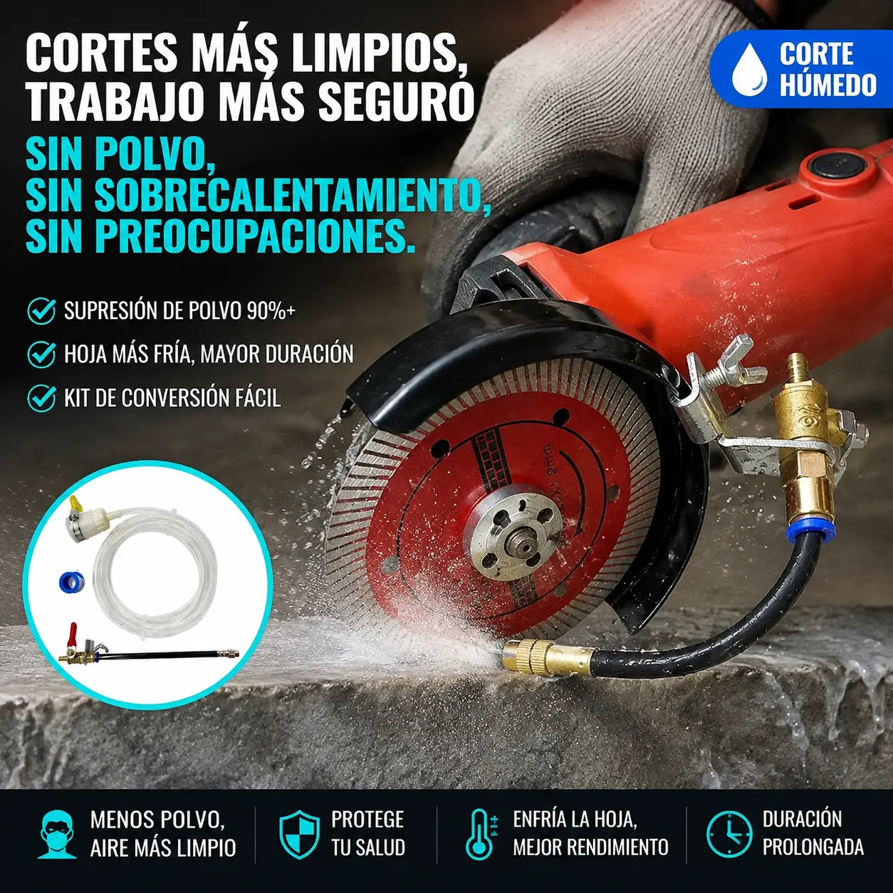 🔧 ¡50% DE DESCUENTO POR TIEMPO LIMITADO ✨ Pulverizador de agua para removedor de polvo para máquinas de corte: dos modos de pulverización, tubo de aluminio flexible, antioxidante 💧
