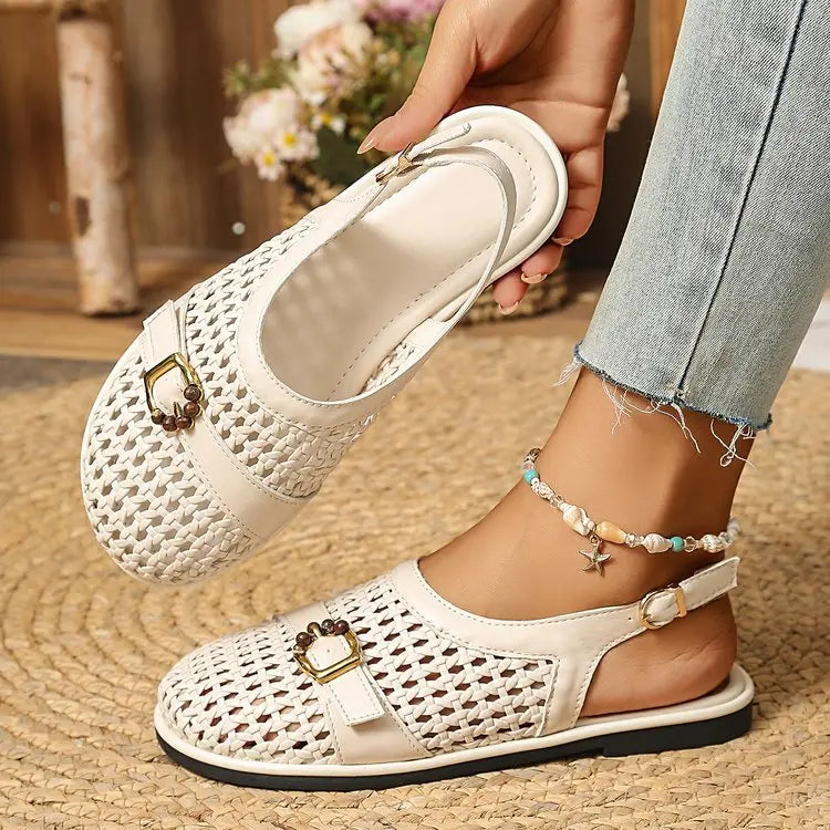 🛍️ ¡Comodidad y frescura! Sandalias bajas trenzadas con puntera cerrada y tira | 36-43
