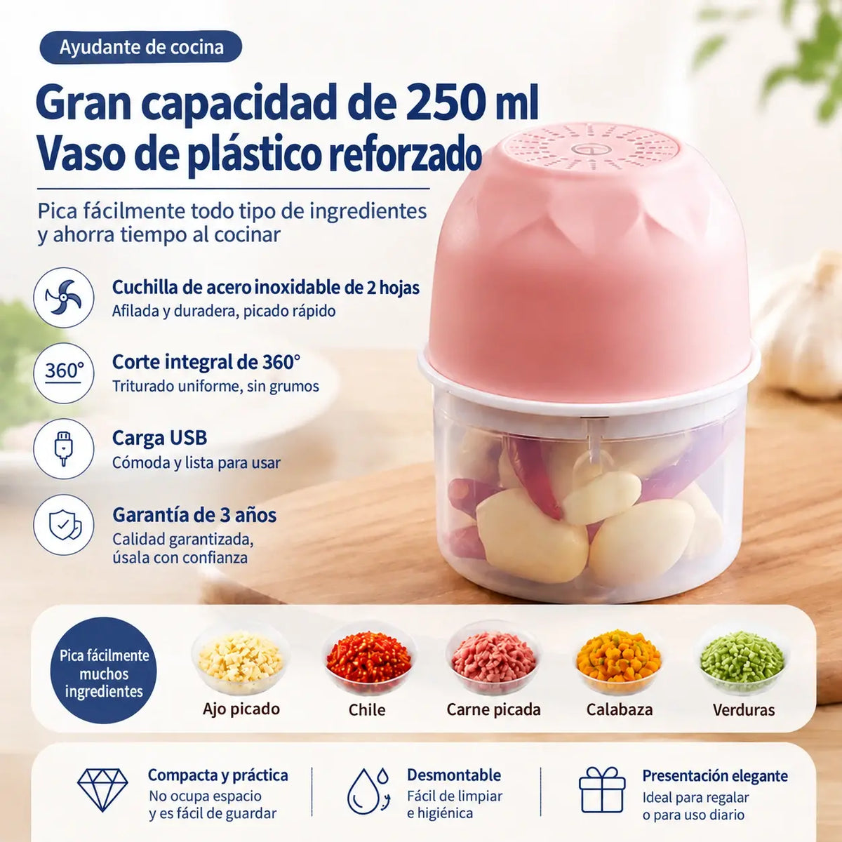 🛒Minipicadora de carne eléctrica e inalámbrica