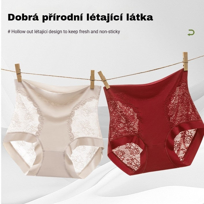 🎀🩲【Balení 5 kusů】🔥【40-120 kg】Dámské krajkové kalhotky, bezešvé, vysoká elasticita, kontrola bříška a zvednutí hýždí