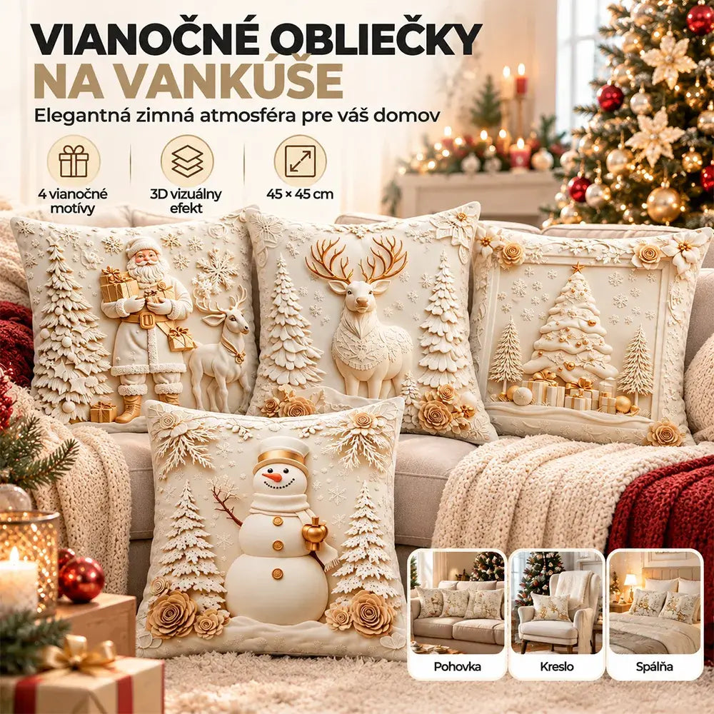 🎅🎄Obliečka na vankúš s vianočnou tematikou 【4-dielna sada】