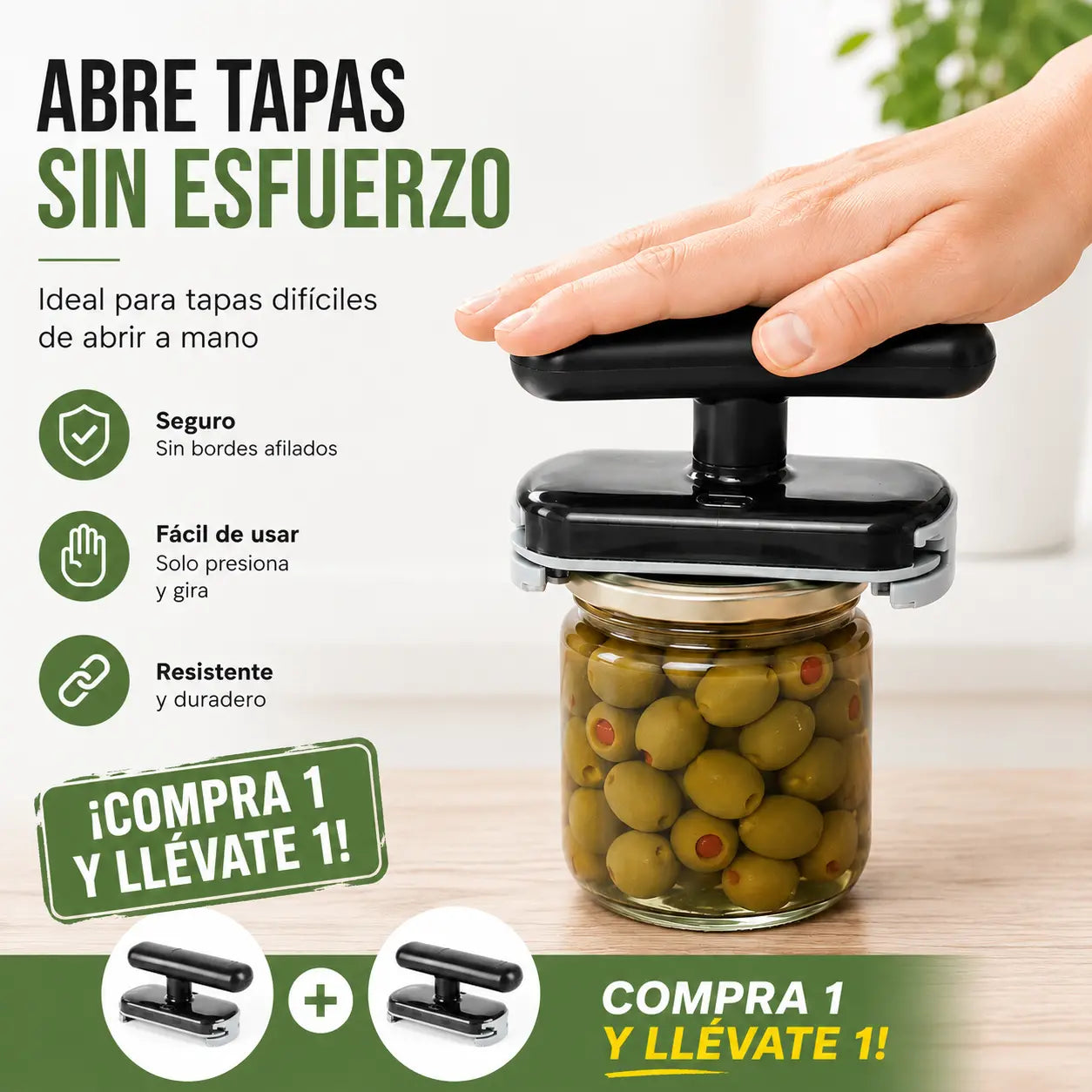 ☀️🔧【Compra 1, llévate 1 gratis】Abridor Multifuncional Antideslizante – Abre Botellas y Latas sin Esfuerzo 💪
