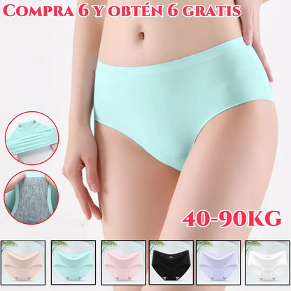 😍🔥【Compra 3 y obtén 3 gratis】🛒【6 piezas】Ropa interior de seda helada sin costuras para mujer