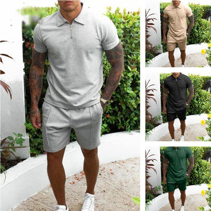 💥【Veličine S-3XL】Muški ljetni jednobojni svestrani jednostavni ležerni dvodijelni set 【majica kratkih rukava + kratke hlače】