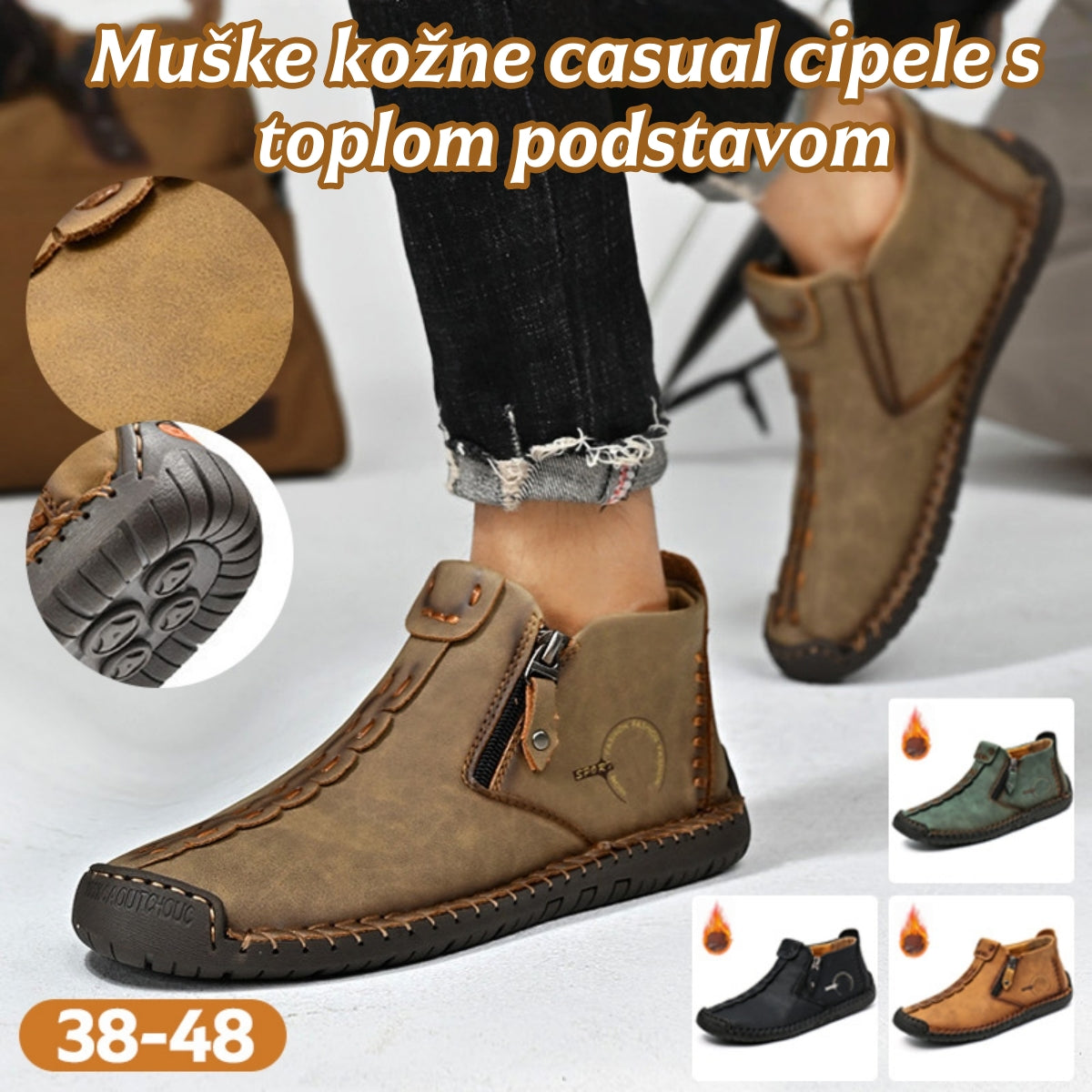👞💥【38-48】Novost Zima 2025: Muške Martens čizme s podlogom od krzna i patentnim zatvaračem – Toplo, udobno i moderno za zimske dane