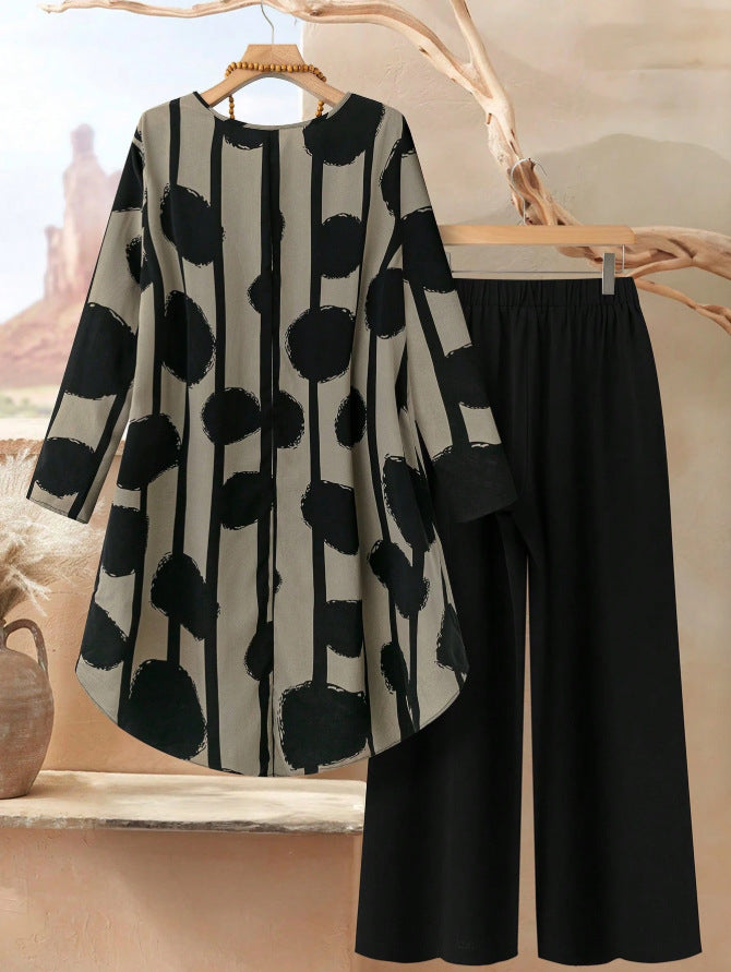 ⏳Vremenski ograničena ponuda⏰【50-120 kg】👚Žensko ležerno odijelo s točkicama, širokog kroja