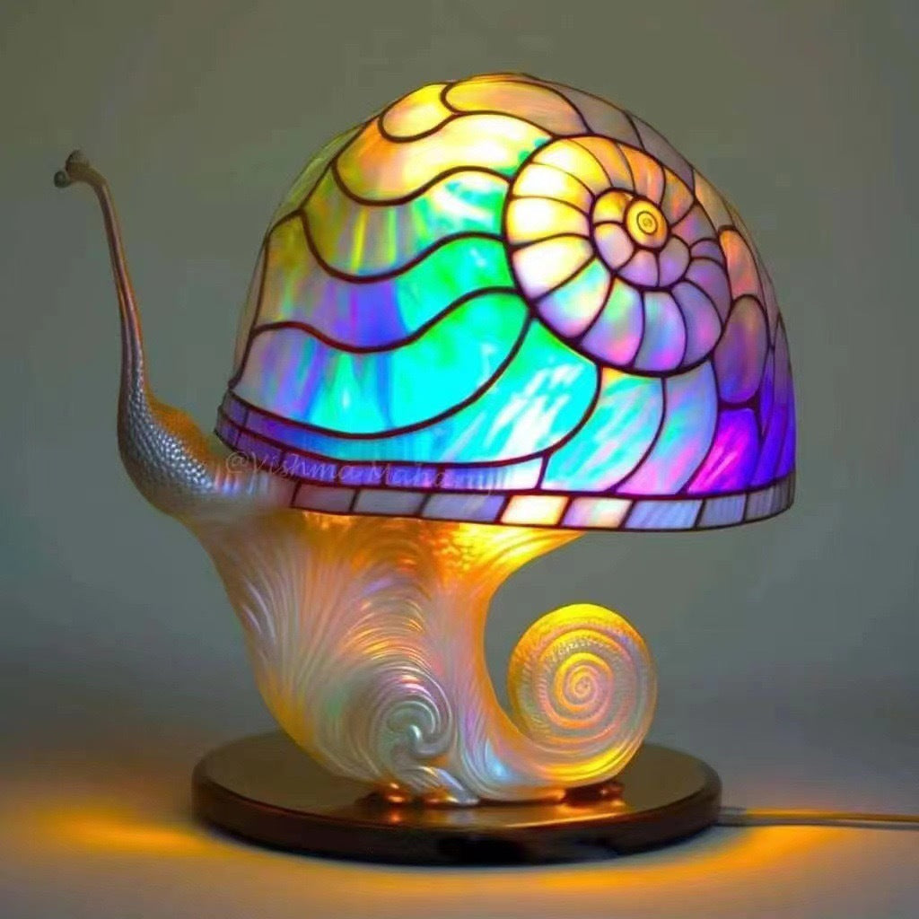 🍄Stolní lampa ve tvaru houby, vitráž s rostlinnou tematikou, retro noční lampa, vyrobená z barevné pryskyřice.