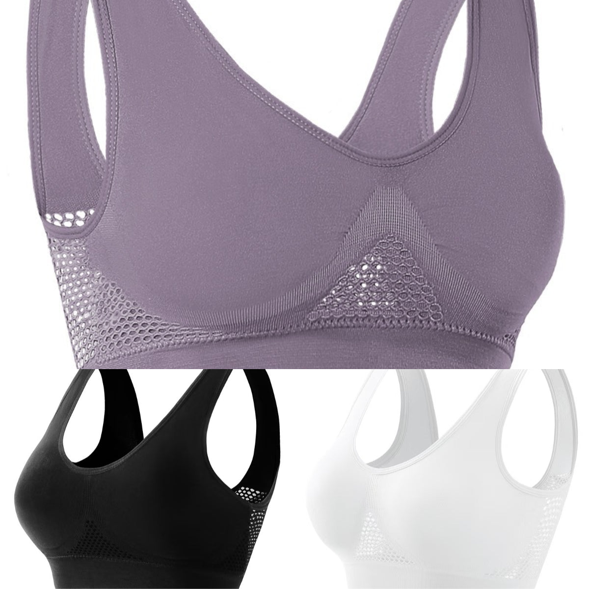🥰【Σετ 3 τεμαχίων】Αεριζόμενο και κομψό αθλητικό σουτιέν που αναπνέει ❤️【40-120KG】.