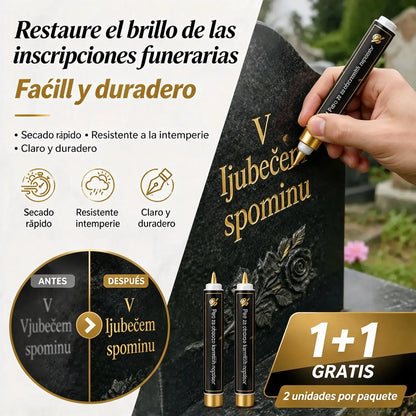 【Compra uno y llévate otro gratis】🖍️Bolígrafo resistente al agua y a la decoloración para reparar y redibujar inscripciones en losas de piedra.