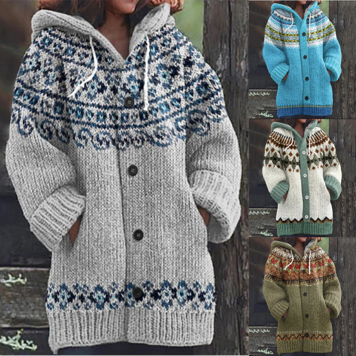 🔥🔥【S~5XL】✨2025 Jesień/Zima Nowa Elegancka Kolorowa Kurtka z Kapturem Retro