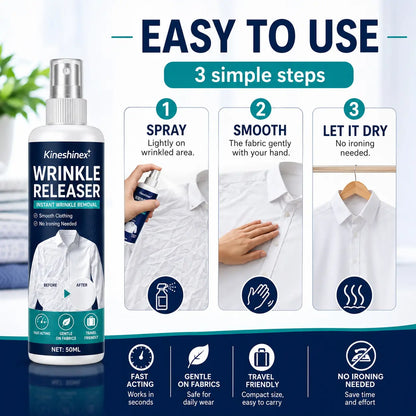 3 botellas por 28 euros👔Spray antiarrugas para ropa✨ Elimina las arrugas al instante: no necesita planchado, es ideal para viajar, no genera estática y deja la ropa fresca.