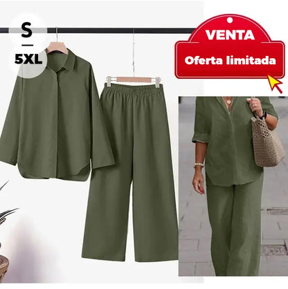 50%OFF✨🎀Traje casual liso con pantalón de pierna ancha (tallas S-5XL)