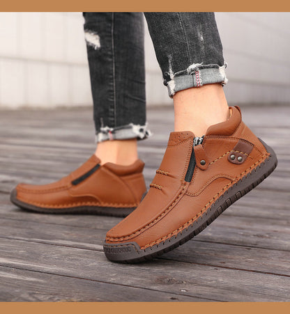 👞【38-48】Muške ručno rađene kožne nazubljene vozačke cipele - široki prsti, potpora za svod stopala