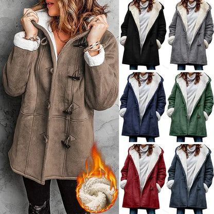 🥼🔥💖[S-5XL] 2026 moda i ciepło w jednym, Damska kurtka z kapturem, zamszowo-wełniana  _4121707