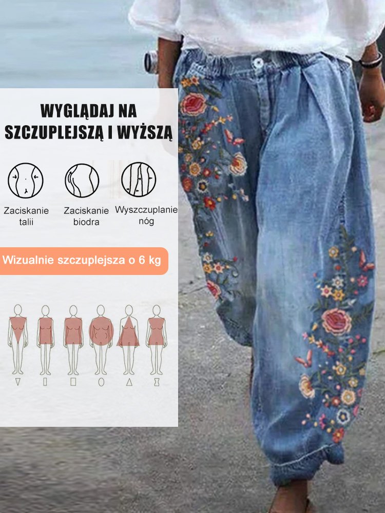 😀【S-5XL】Nove ženske modne traperice širokih nogavica s printom iz 2026.