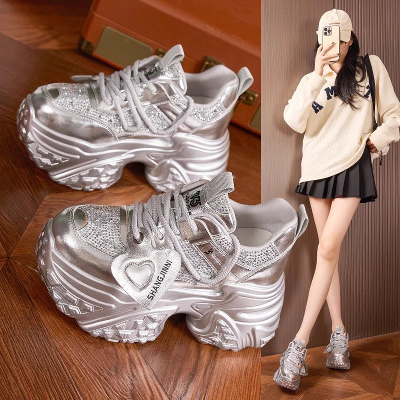 【35-40】Pantofi sport cu talpă groasă, la modă, toamna 2025 - creștere înălțime 10 cm